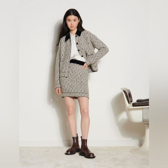 SANDRO PARIS NWOT Short Jacquard Knit Wool Blend Skirt $300 MSRP Size 4 - Picture 13 of 14